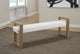 One Modern Coastal Sled Leg Upholstered Dining Bench in White Pearl and Bisque