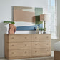 Penny Six Drawer White Ash Dresser in Buff Cream
