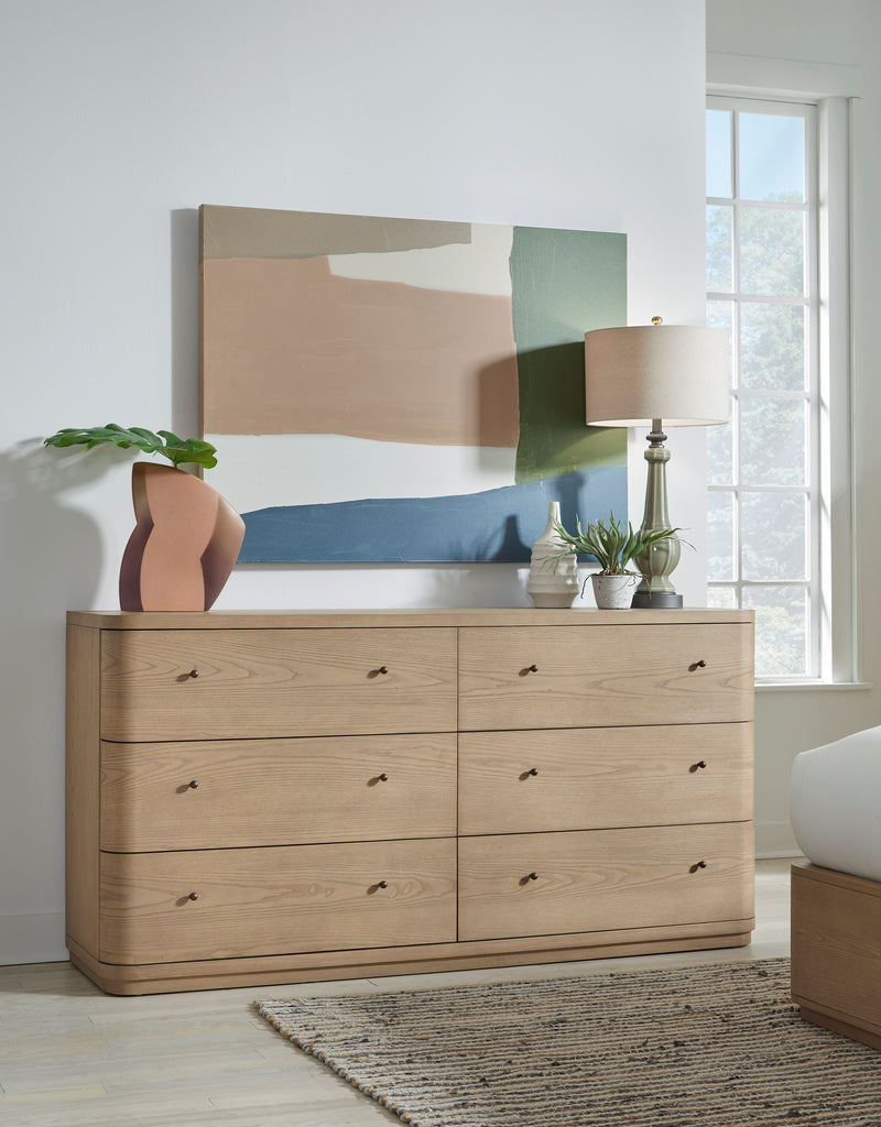 Penny Six Drawer White Ash Dresser in Buff Cream