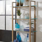 One Modern Coastal Glass Shelf Bookcase in Solid Wood