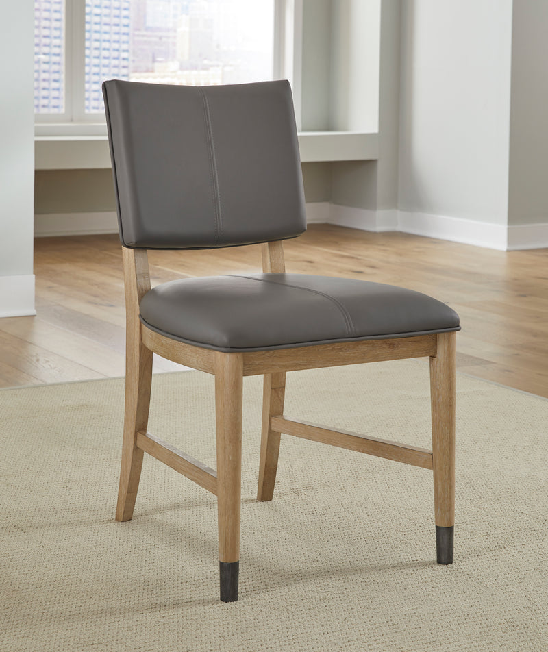 Franklin Dining Chair in Au Natural and Gray Leather