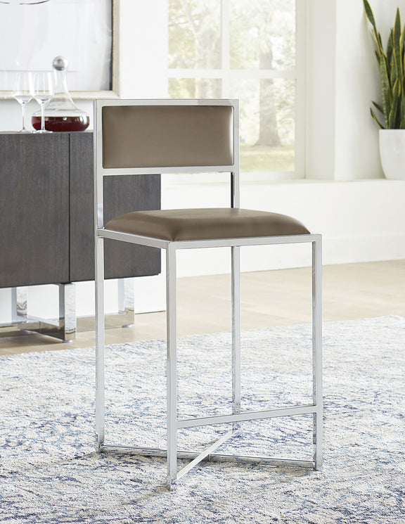 Amalfi X-Base Counter Stool in Taupe Leather