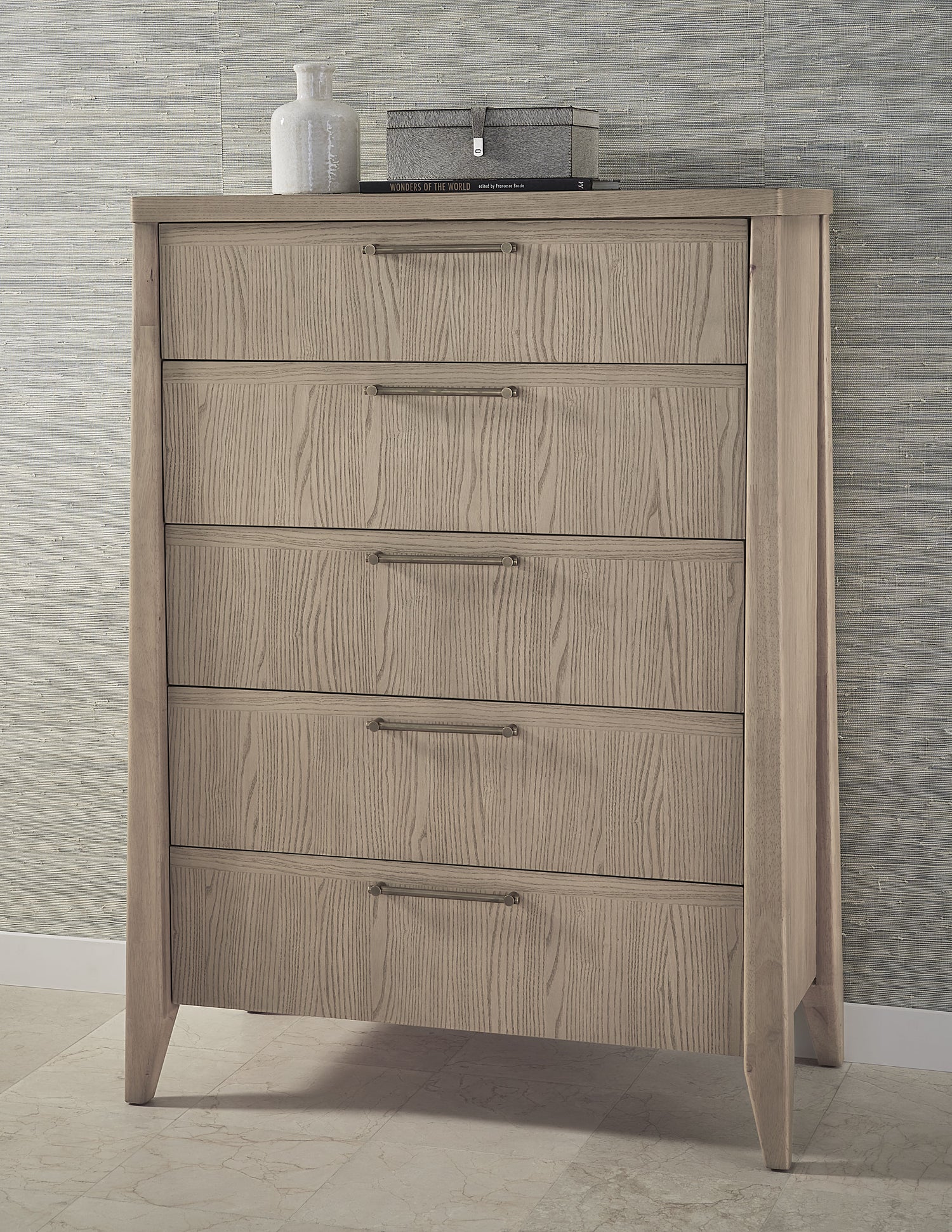 Sumire Five Drawer Ash Wood Chest in Ginger