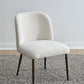 Avery Upholstered Dining Chair in Ricotta Boucle and Bronze Metal