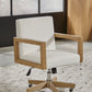 One Wood Frame Home Office Chair in Solid Wood and White Canvas