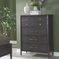 Rockport Five Drawer Oak Wood Chest in Yin