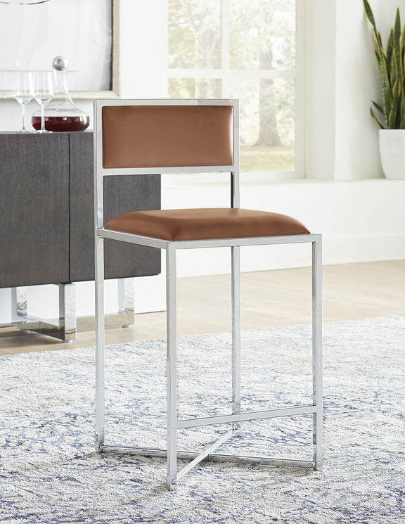 Amalfi X-Base Counter Stool in Cognac Leather