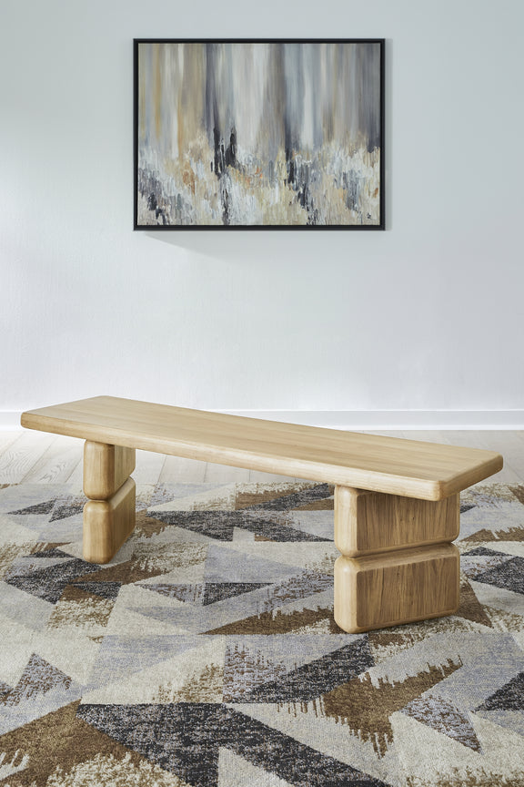Nia Acacia Wood Dining Bench in Lioness