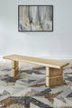 Nia Acacia Wood Dining Bench in Lioness