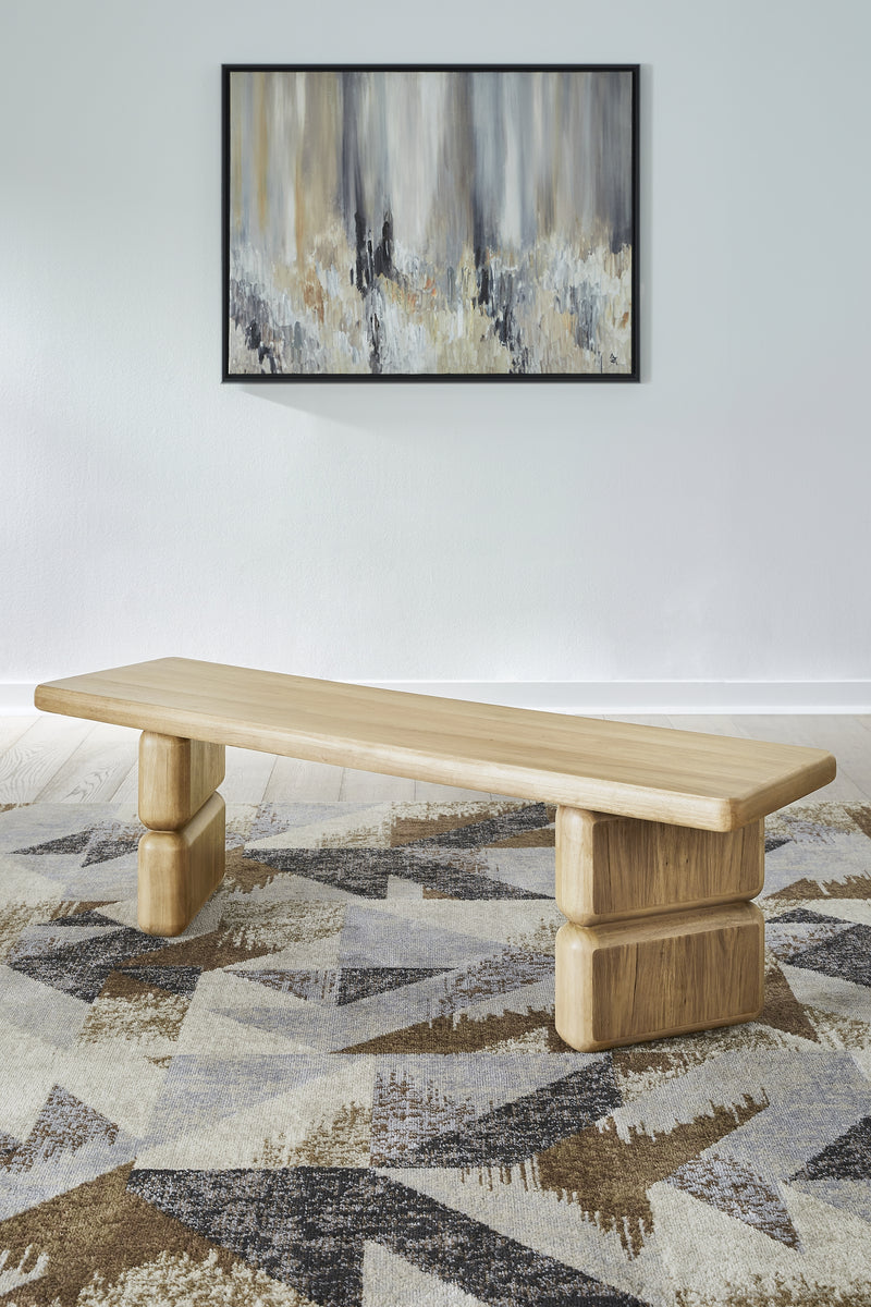 Nia Acacia Wood Dining Bench in Lioness