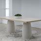 Zinnia Plaster Base Wood Top Dining Table in White Sand and Ivory