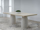 Zinnia Plaster Base Wood Top Dining Table in White Sand and Ivory