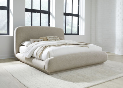 Tirimbina Chenille Upholstered Platform Bed in Hyena