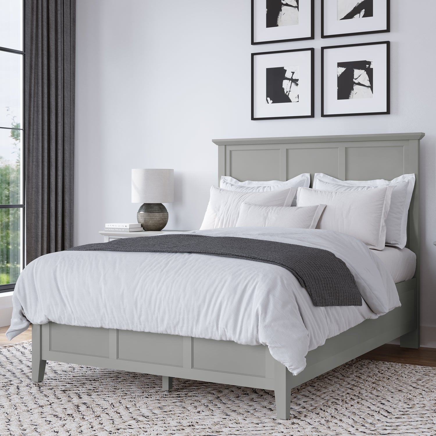 Grace King-size Three Panel Bed in Elephant Grey
