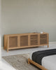 Tanner Four Door Solid Ash Media Console in Flaxen