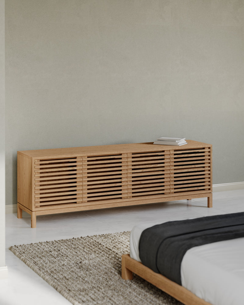 Tanner Four Door Solid Ash Media Console in Flaxen
