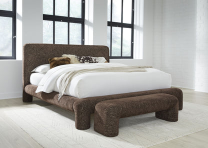 Mocoa Fully Upholstered Platform Bed in Mongoose Chenille