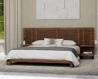 Tanner Solid Ash Wall Bed with Integrated Nightstands in Roux